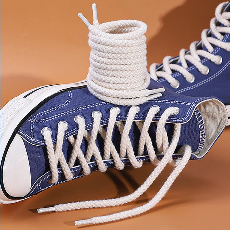 1 Pair Hemp Rope Round Shoelaces 7mm Thick Shoe laces Classic Cotton Weave Canvas Shoelace for Casual Sneakers AF1/AJ