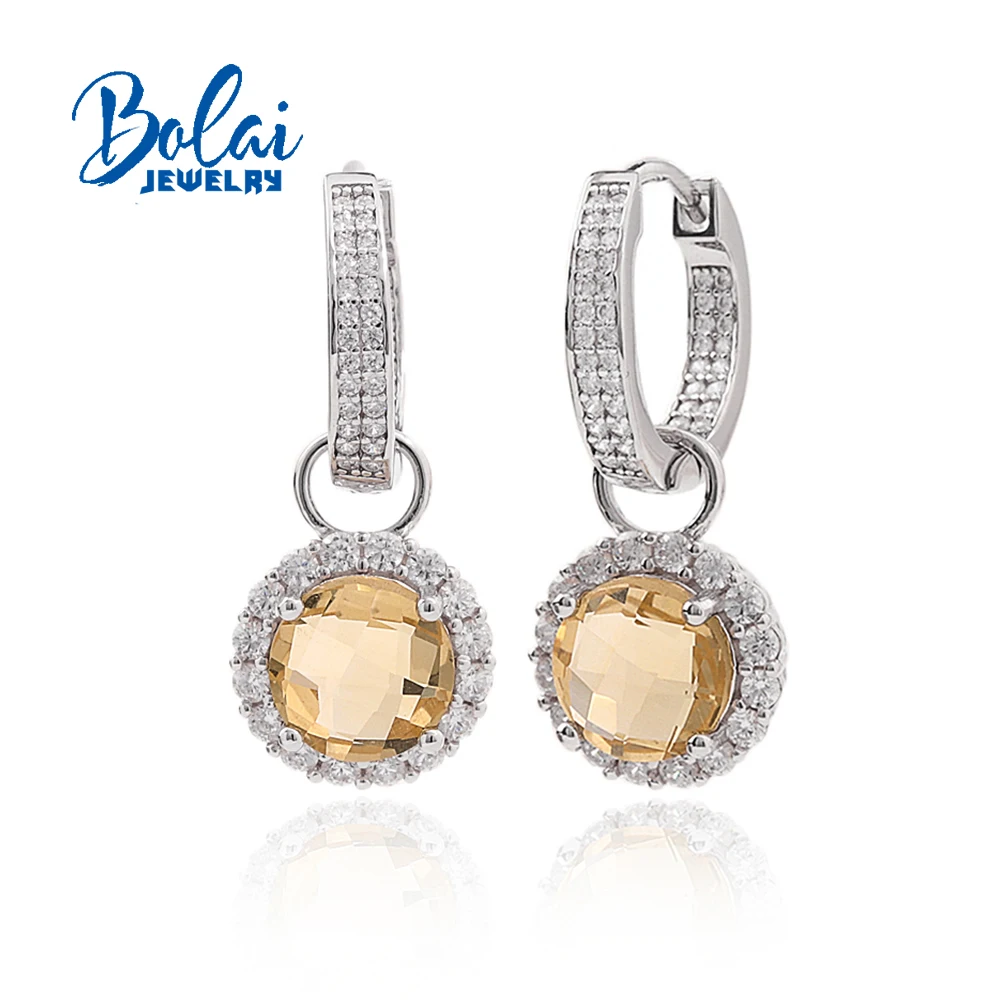 

Женские серьги с застежкой из стерлингового серебра 925 пробы с двумя способами, натуральный круглый цитрин 8,0 мм, изысканный подарок на день рождения