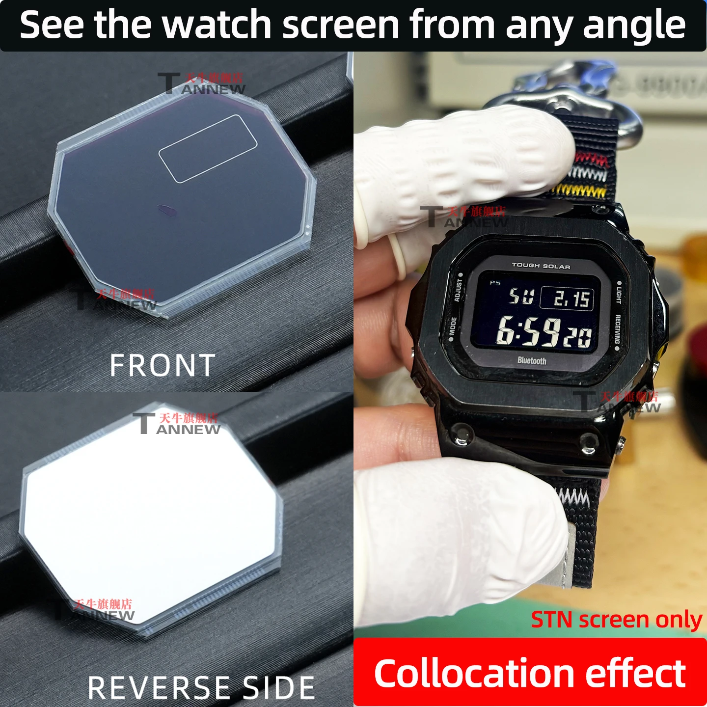 

GWB5600 GMW-B5000 STN LCD Screen For Casio 3459 3461 Movement Positive Negative Display Replacement High Contrast Watch Mod