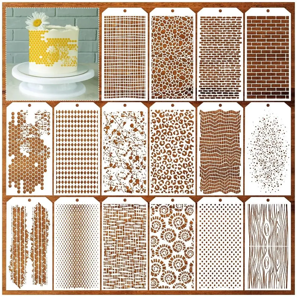 16pcs DIY Grid Texture Stencil Set for Painting