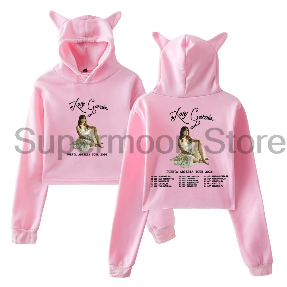 Sudadera con Capucha Kany Garcia Puerta Abierta Tour 2026, Sudadera con Capucha de Manga Larga con Orejas de Gato para Mujer, Ropa de Mujer