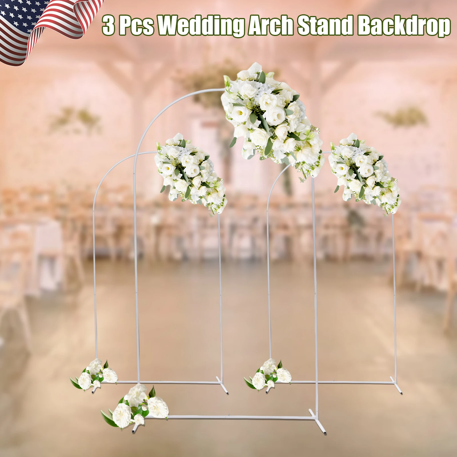 3Pcs Metal Wedding Arch Stand Party Backdrop Shelf For Ceremony Yard Venue Rack Wedding Arch Stand 3pcs Party Backdrop Decor