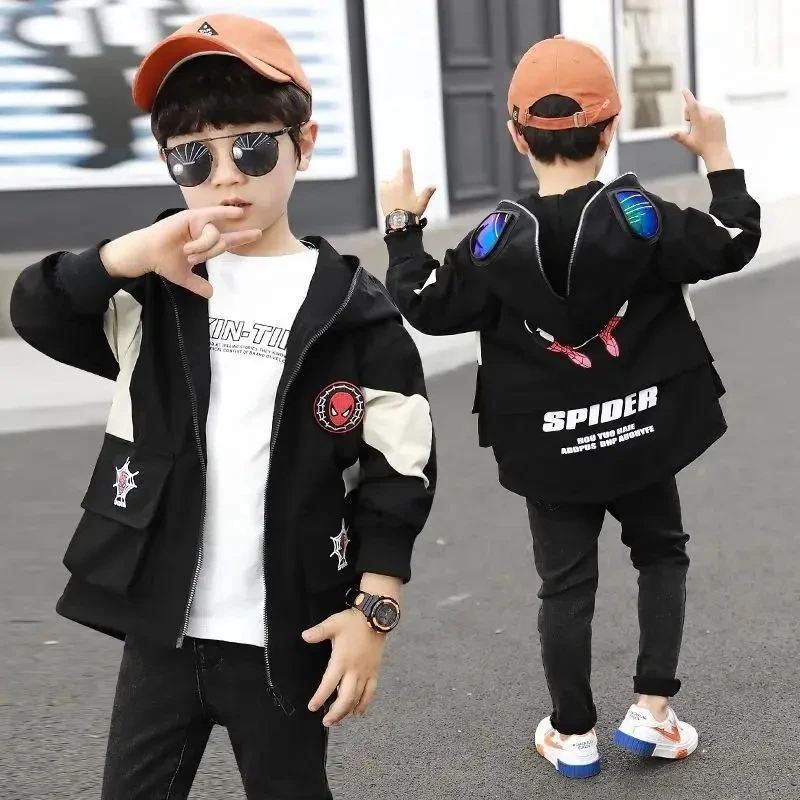 Kids Clothes Spiderman Jacket Spring Autumn Boys Cartoon Hoodie Jackets Children Zip Windbreak Coats fashion Sports Tops Clothes