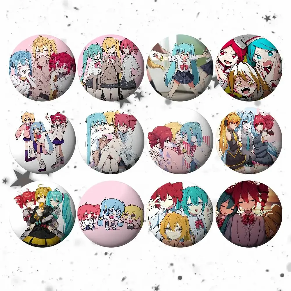 Süße M-miku-Neru-TetoS Kawaii Abzeichen Kreative Weißblech Knopf PinsBrosche Kreative Zitate Abzeichen Kleidung Rucksack Schmuck Geschenk