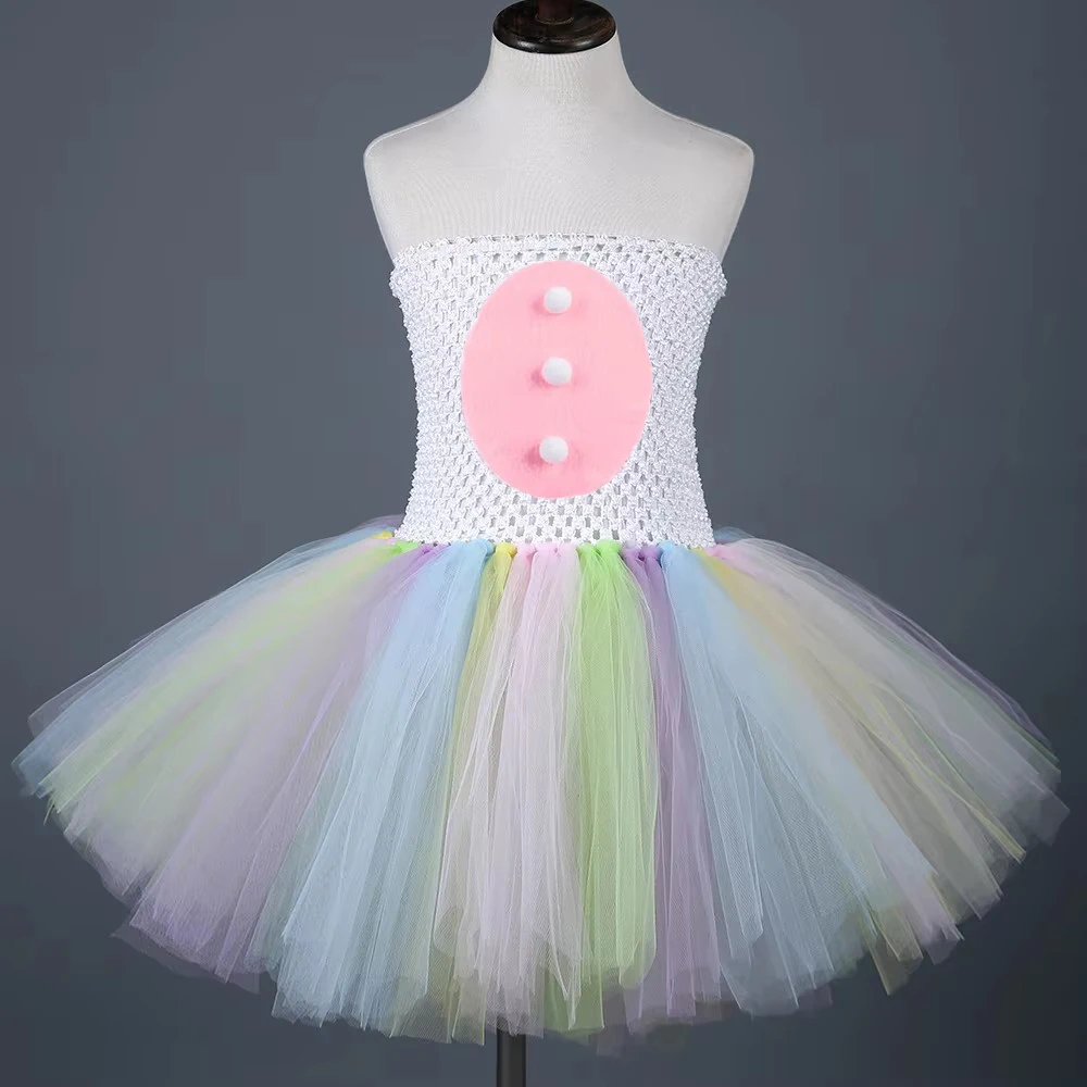Baby Girls Easter Bunny Costumes for Kids Animal Rabbit Tutu Dress with Flower Ears Bowtie Tail Set Children Birthday Outfits