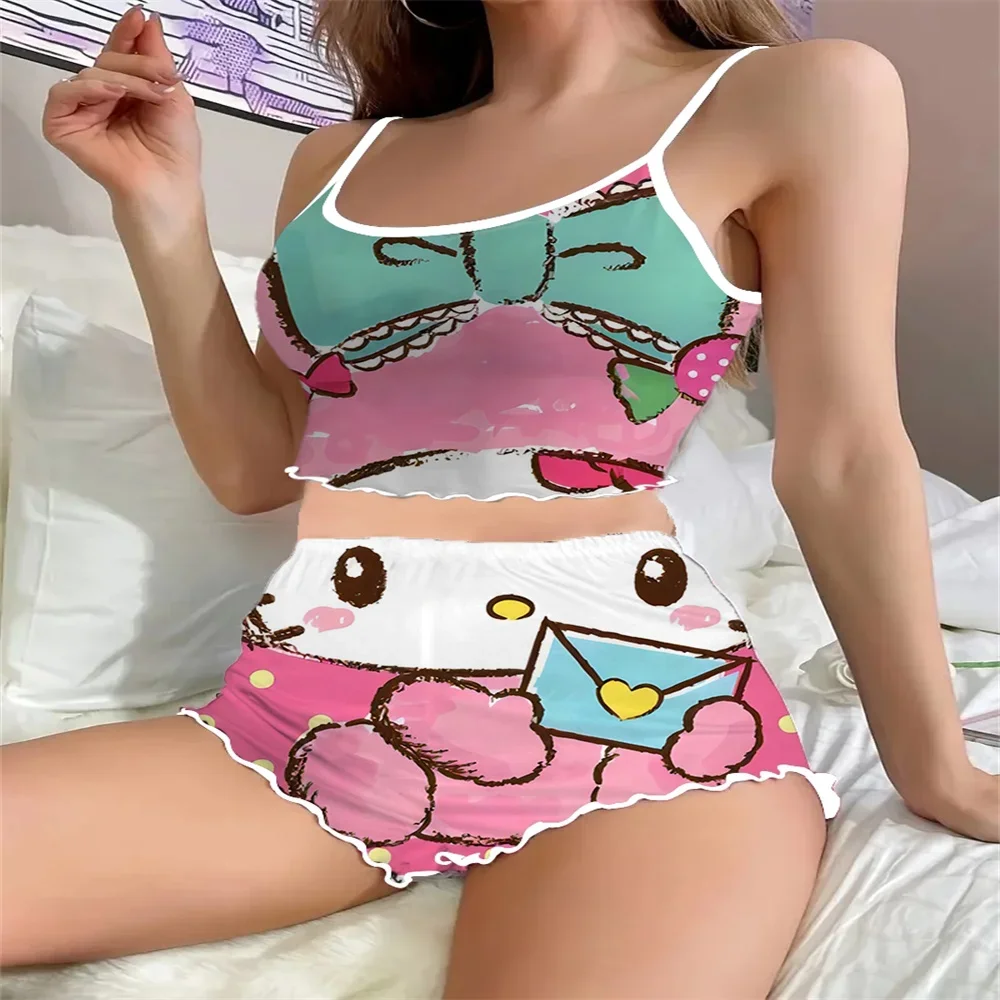 

New Summer Sleevesless Women's Pajama Sexy Charming Female Suspender Nightwear Two Pieces Set of Suspender Sleepwear for Women