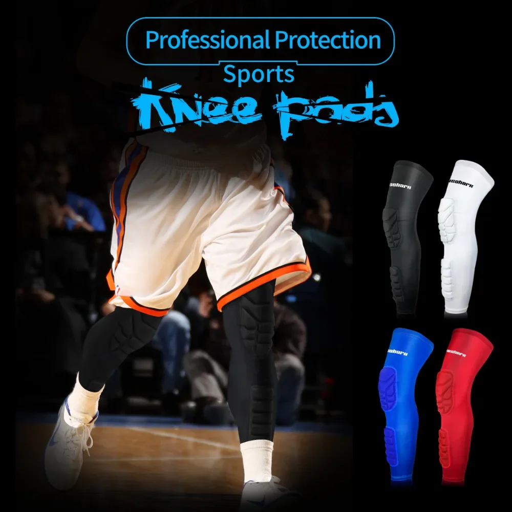 1 Pair Honeycomb Long Sport Knee Pads for Children, Basketball Leg Sleeve, Crashproof Gym Leg Warmers, Kids, Teens,Sport Safety