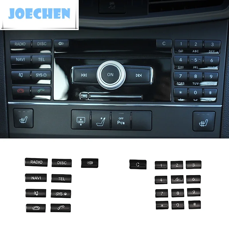 Car Styling Console CD Panel Buttons Decorative Trim Cover Stickers Black For Mercedes Benz E C Class W212 W204 CLS GLK X204