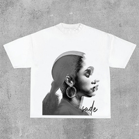 Vintage Sade Adu Print Graphic T-Shirt Men Loose Y2k Top Short Sleeves Vintage Oversized Print