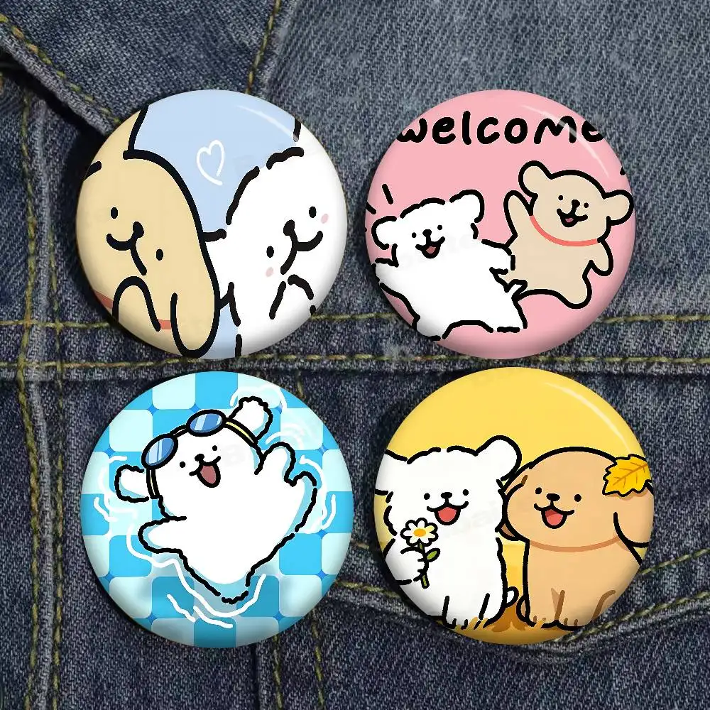 M-Maltese Anime Button Pin Handmade Brooch for Clothes Cartoon Badge Backpack Decoration Jewelry Accessories