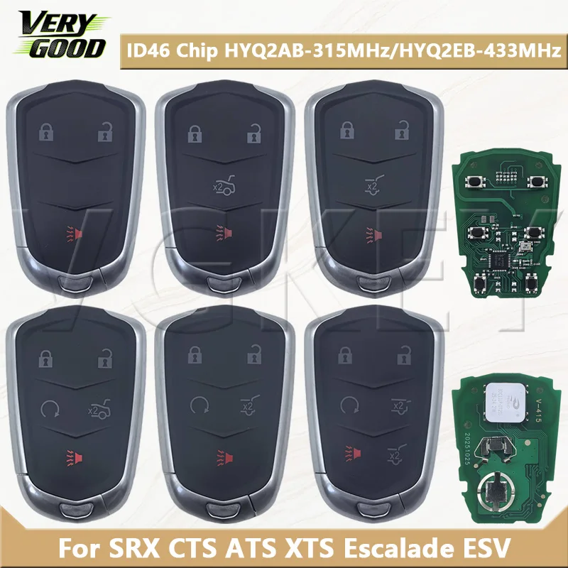

VG For XTS CTS CT6 ATS XT4 XT5 Escalade ESV 2015-2019 ID46 Chip HYQ2AB-315MHz/HYQ2EB-433MHz Car Remote Control Key