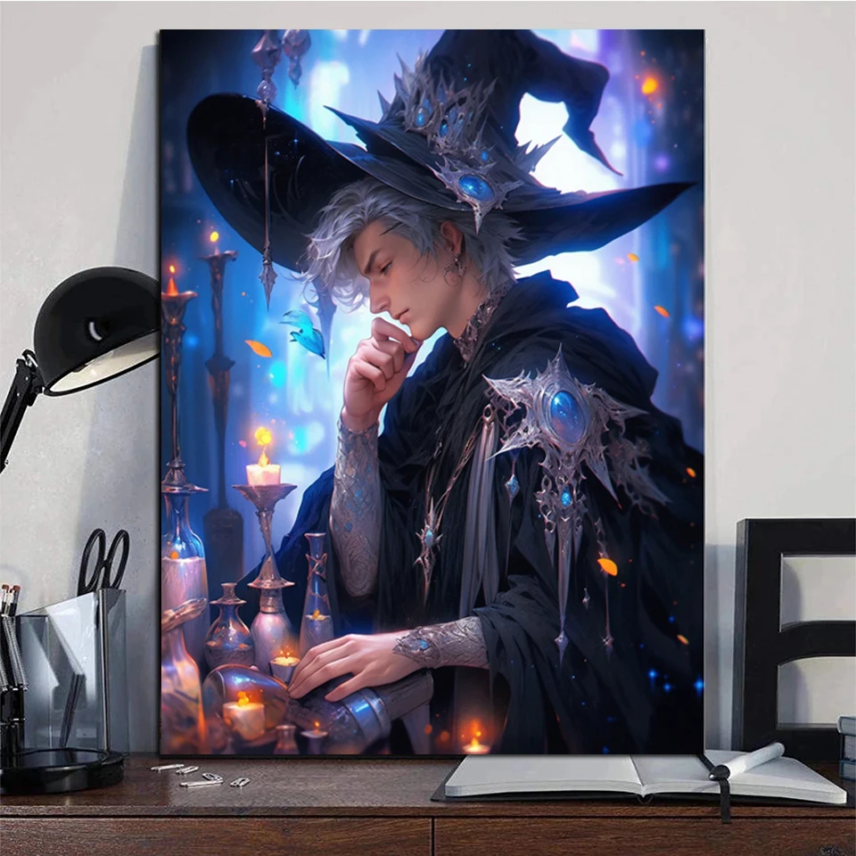 Anime Diamond Painting Cartoon wizard Bedroom Decoration Diy Full Round/Square Diamond Mosaic Embroidery Handmade Halloween Gift