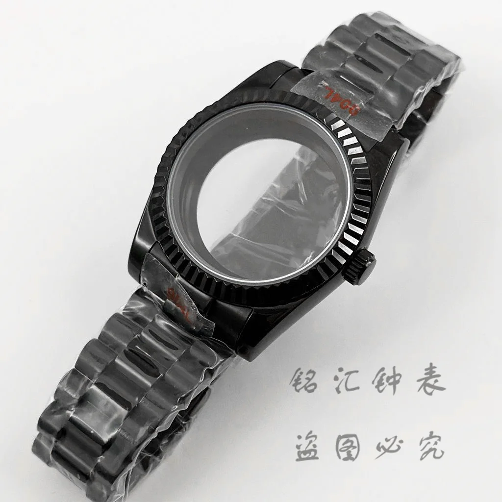 LIYAN Geriffeltes, gebogenes 36 mm/40 mm hochwertiges, wasserdichtes Präsidentenarmband, Saphir-Uhrengehäuse für NH34 NH35 NH36 ETA2824 Uhrwerk 4