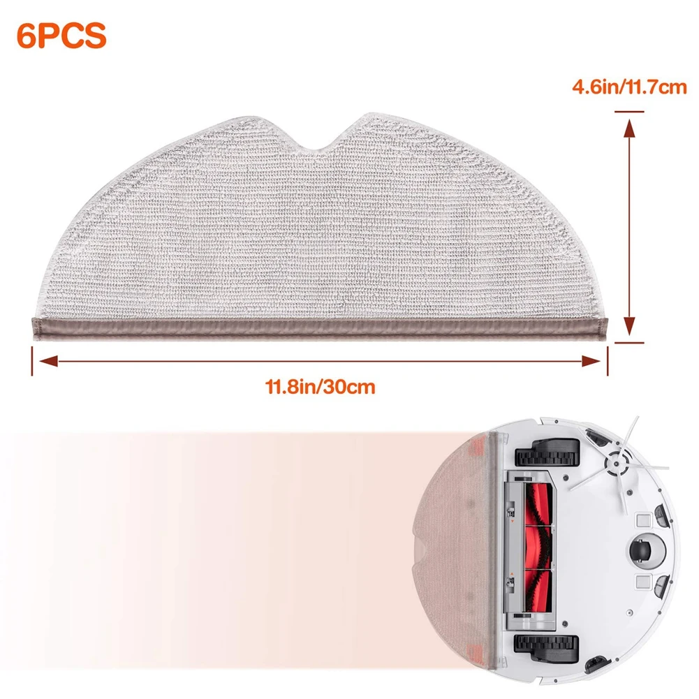 6Pcs Full Coverage Mopping Cloths for Xiaomi Roborock S5 S50 S51 S55 S6 S6 MAXV S5 MAX E25 E35 Vacuum Cleaner