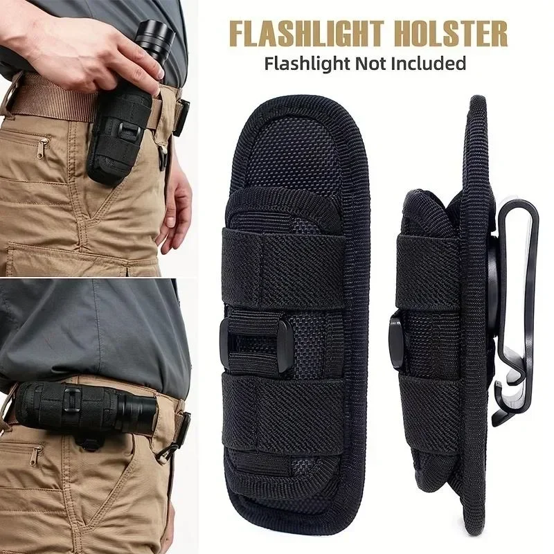 Nylon LED Flashlight Bag Multifunctional 360 Degree Rotating Universal Flashlight Waist Bags For Outdoor Sport