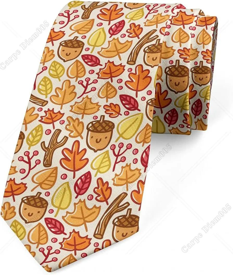 Fall Maple Acorn Multicolor Modern Men's Tie Casual Formal Business Designer Wedding Groomsmen Men Accessories