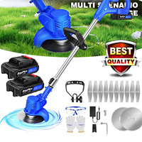 10000RPM Electric Grass Lawn Mower Trimmer, Cordless Strimmer with 2 Battery, Handheld Pruning Weed Hedge Cutter for Tool Garden