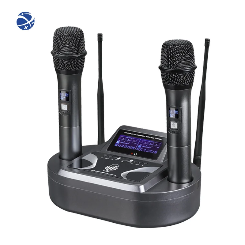 UHF Wireless Microphone 2 Channels VHF Professional Handheld Mic For Party Karaoke Church Show Meeting