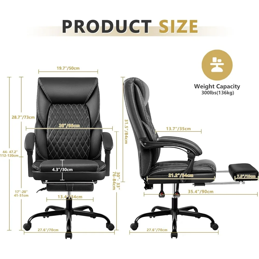 Office Chair, Big and Tall Office Chair Executive Offices Chair with Foot Rest Ergonomic Office Chair Home Offices Desk Chairs