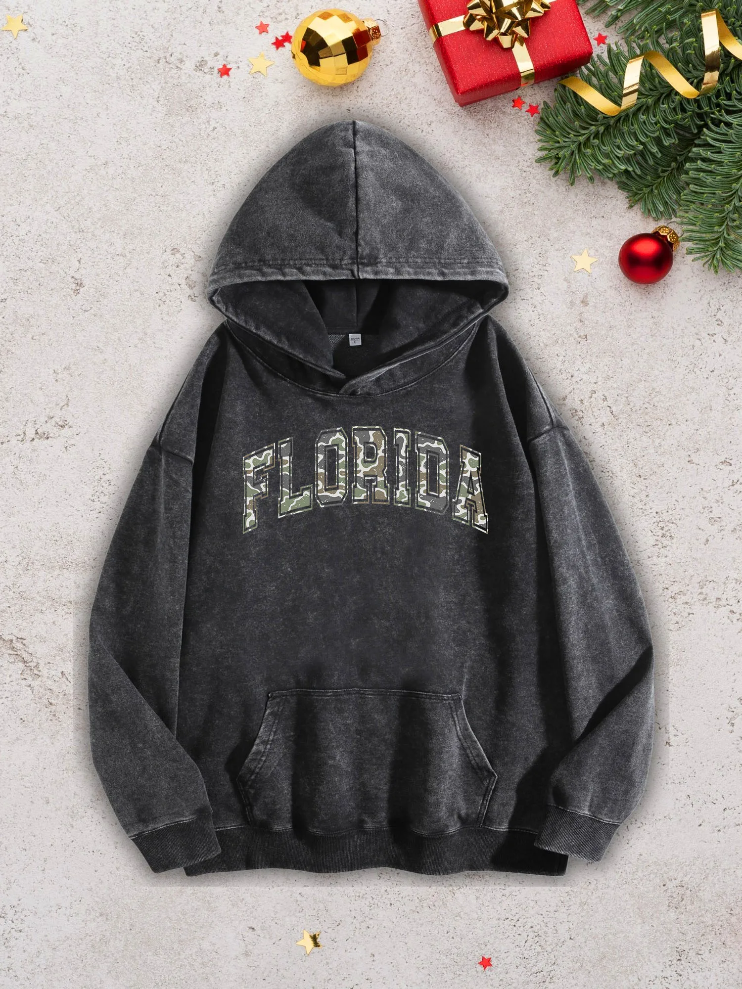 

Мужская тяжелая толстовка с капюшоном Camo Florida — черный пуловер в стиле ретро Acid Wash, осенне-зимняя толстовка 400 Г/м2