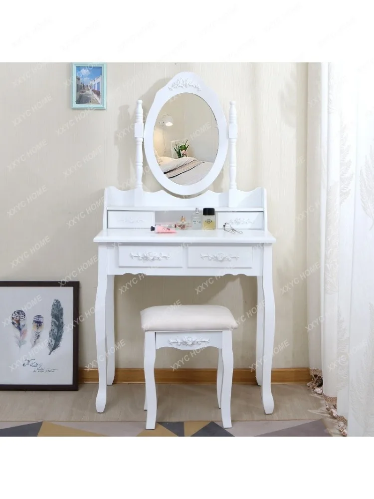 Dressing Table Makeup Mirror Small Apartment Solid Wood Dressing Table Integrated Modern Simple Bedroom Makeup Table