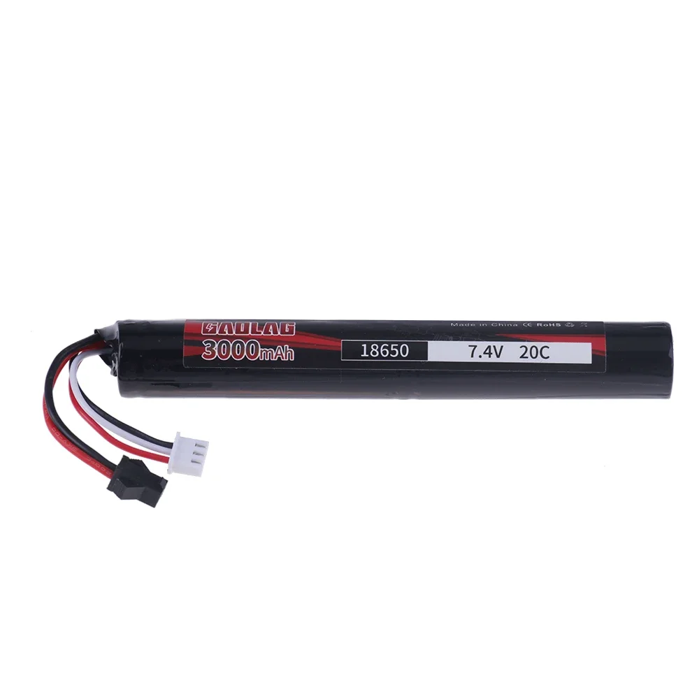 SM-2P Plug 18650 MAX 20C 7.4V 3000mAh Electric Toys Water Gun Battery Replaceable For AKKU Mini Airsoft BB Air Pistol Guns Parts