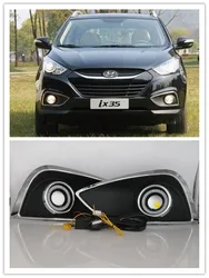 LED Fog Lights Assembly For Hyundai IX35 2010 2011 2012 Dual Color Angel Eye Daytime Running Lights Fog Lamp Accessories Kits