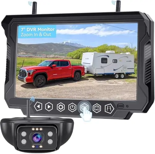 

Wireless 7" RV Backup Camera 1080P HD Night Vision for Furrion - 4-Channel Recording, Waterproof for Trailers, Boats