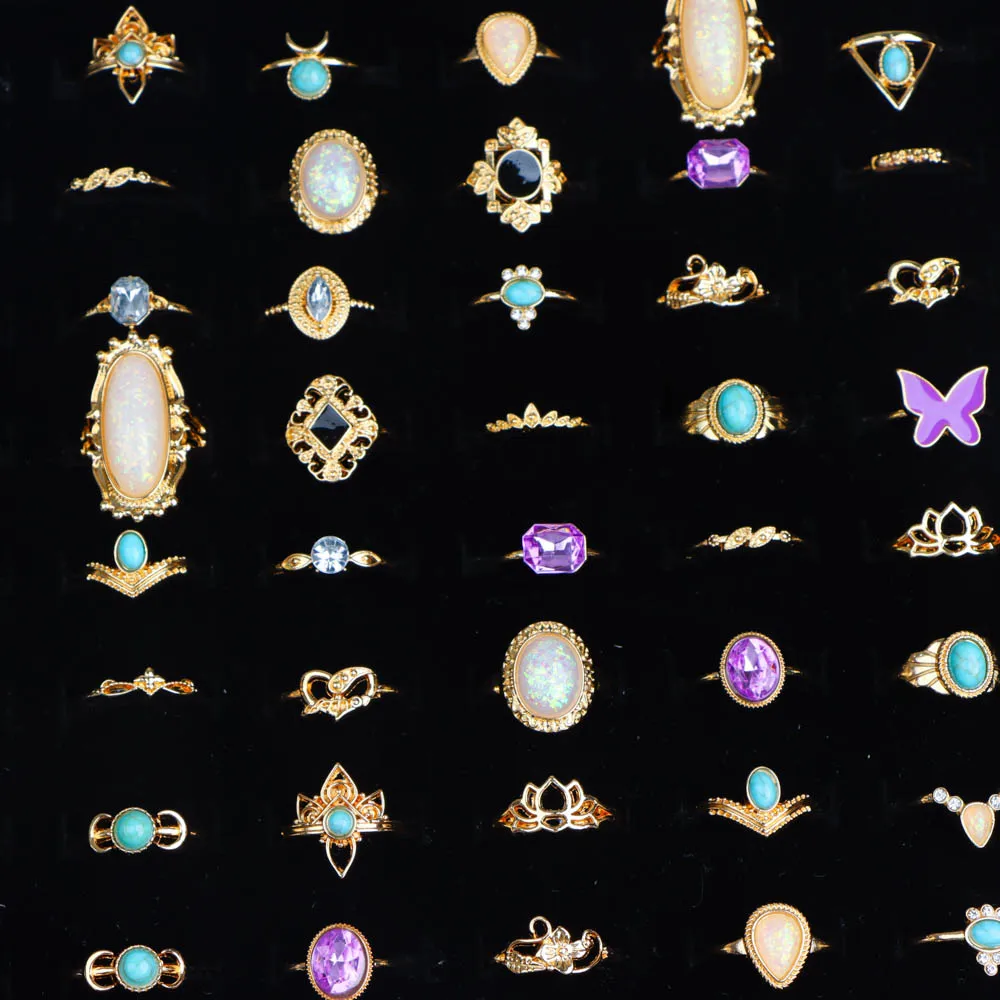 20/30 قطعة/الوحدة سحر الموضة بوهيميا الفاخرة الحجر الطبيعي أصابع خواتم للنساء مزيج نمط خمر مجوهرات اكسسوارات هدية حفلة