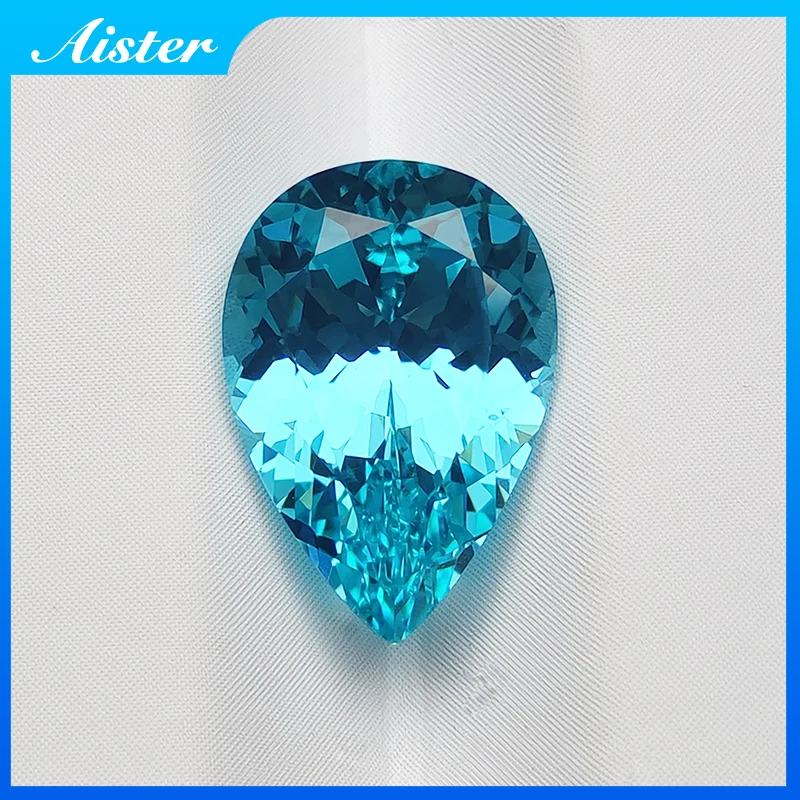 

NEW Lab Grown Paraiba Gemstone Pear Shape Lab Created Sapphire Precious Stone Top Quality