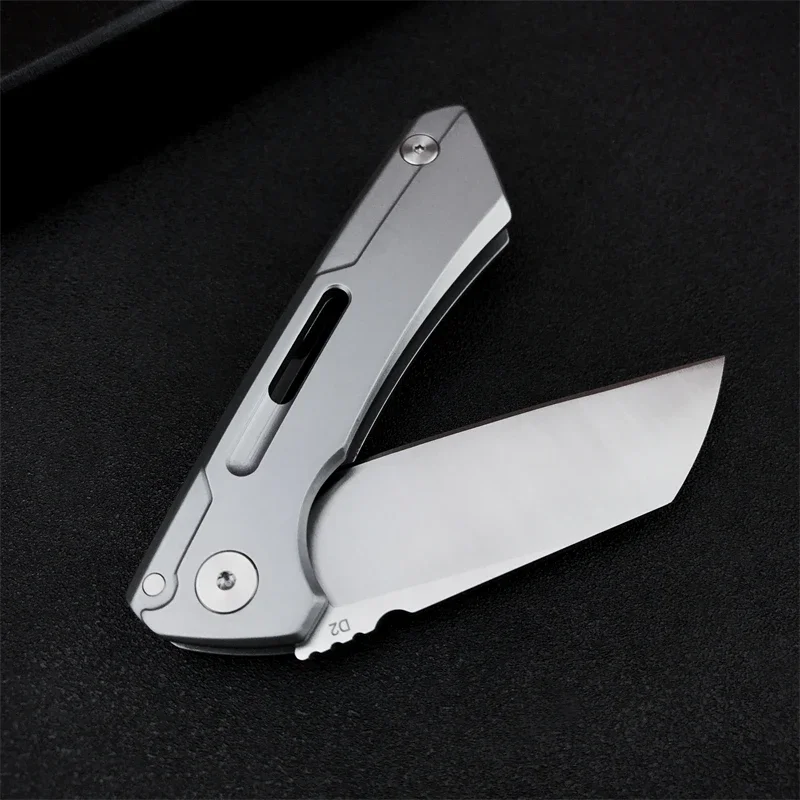 High-end Hunting Bearing Folding Pocket Knife D2 Tanto Sanding Blade CNC Hollow Handle EDC Small Survival Tactical Flipper Knife