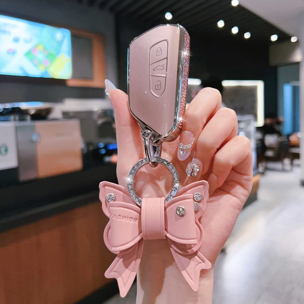 Seite Diamant Rosa TPU für VW für Volkswagen Golf 7 8 MK8 ID3 ID4 Cupra Formentor Octavia 2020 2021 Auto Schlüssel Fall Abdeckung Fob