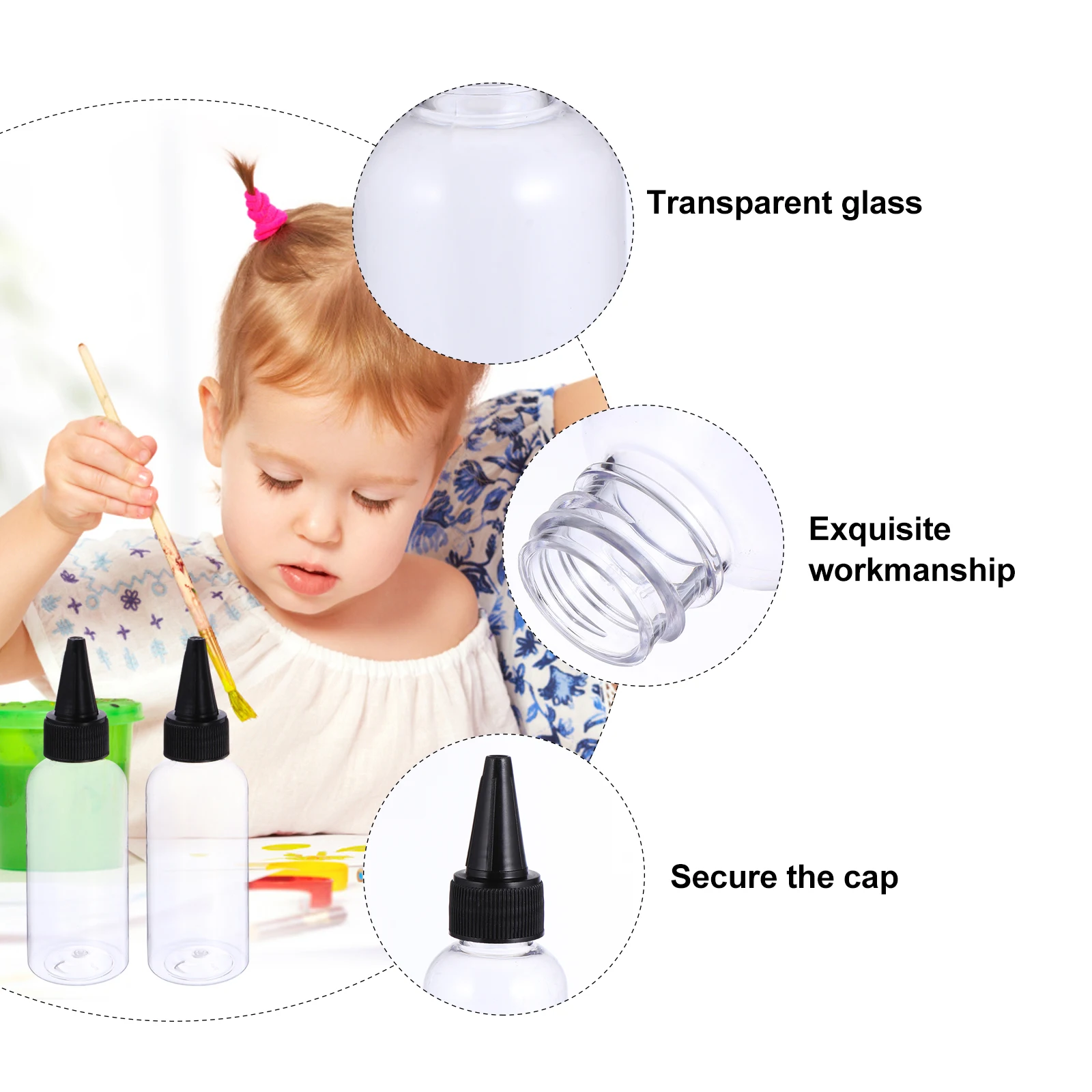 

30Pcs 60Ml Transparent Pigment Dispenser Bottles Lightweight Sturdy Empty Liquid Containers Travel Systems