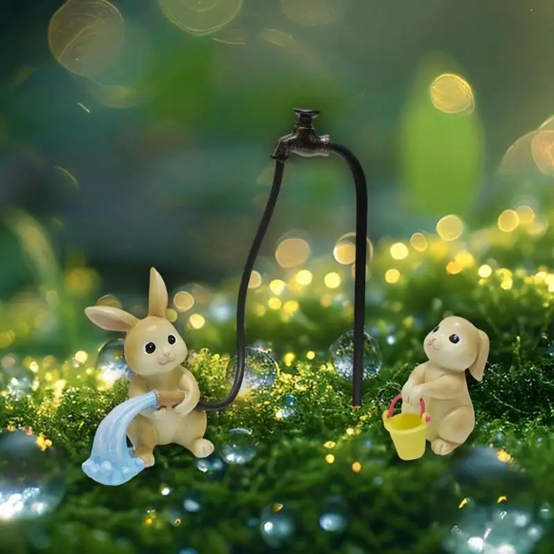 Bunny Statue Outdoor Resin Outside Animal Figures Spring Decorations For Home Patio Courtyard Yard Balcony Windowsill Bookshelve
