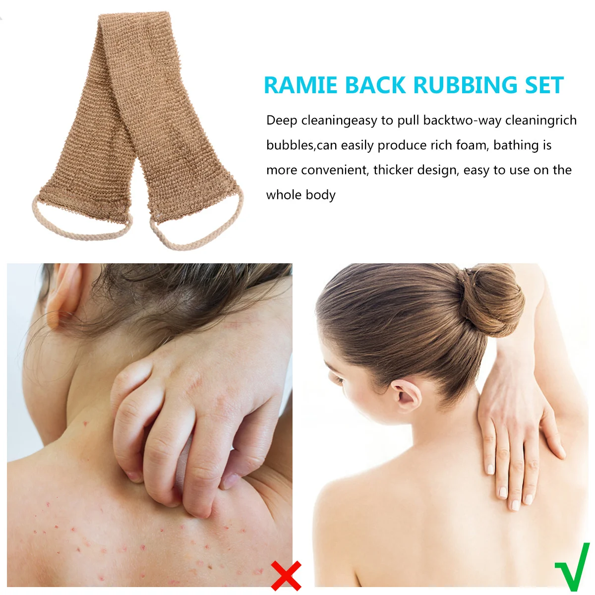 2 stücke Bad Wäscher Handschuhe Hanf Faser Peeling Waschen Gurt Lange Griff Zurück Reiben Handtuch Für-Seitige Tragbare Dusche