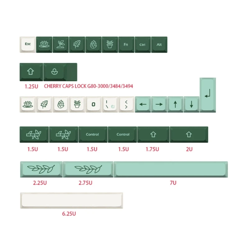 137Keys Botanical Keycaps XDA  1.4mm Thick PBT Keycap For 61/87/104/108 Layout Mechanical Keyboard Keycaps