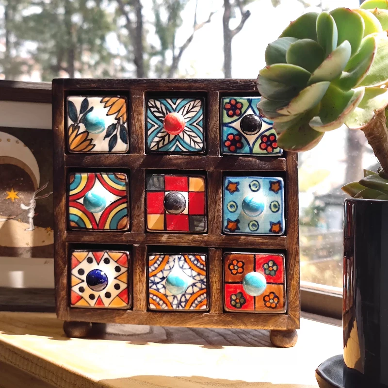 Hand-painted ceramic solid wood jewelry storage box for girlfriends, couples and friends, birthday wedding gifts