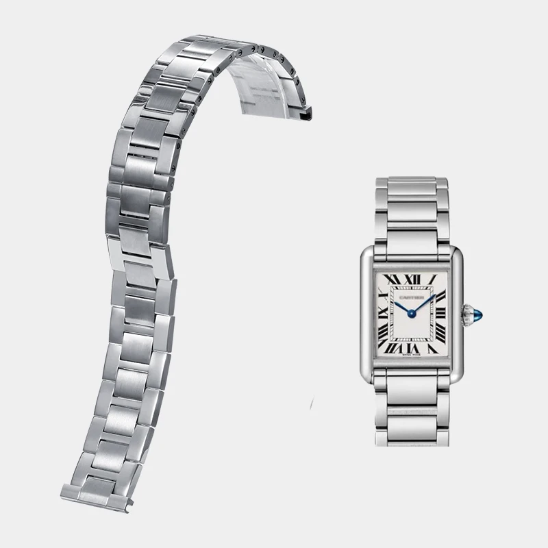 Correa de reloj de acero inoxidable de 20mm, 22mm y 23mm para Cartier Tank Solo Claire, correa de reloj de acero fino para hombres y mujeres