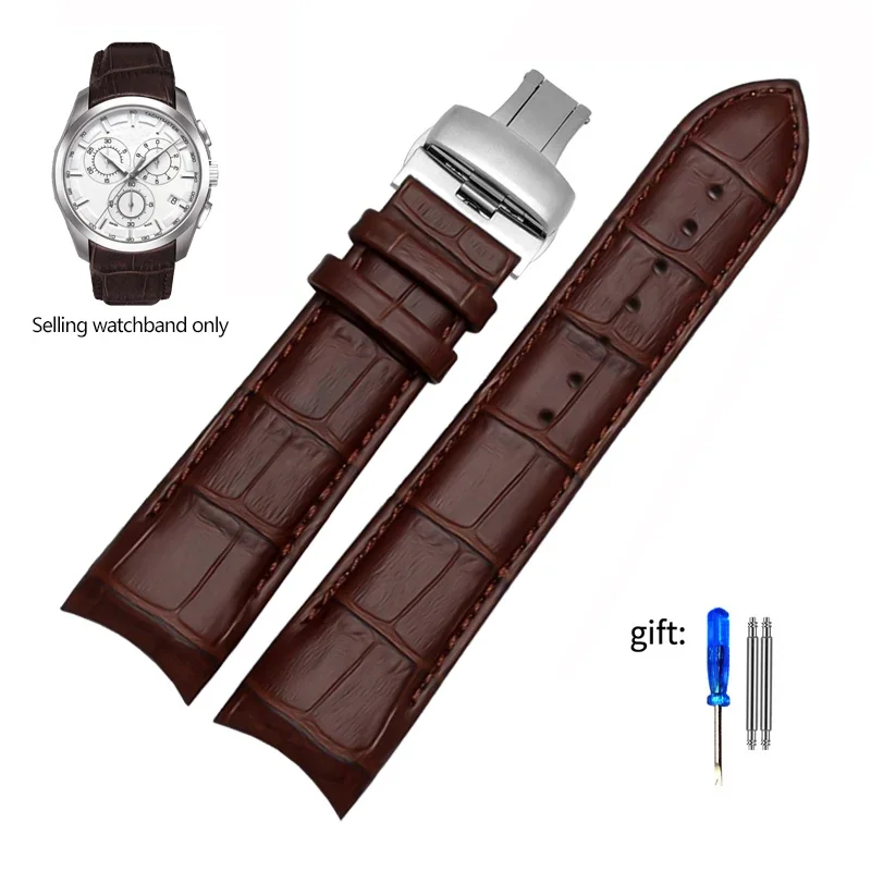 For Tissot 1853 T035 Leather Watchband T035627A Curved End Calfskin Watch Strap Butterfly Buckle Bracelet 22mm 23mm 24mm