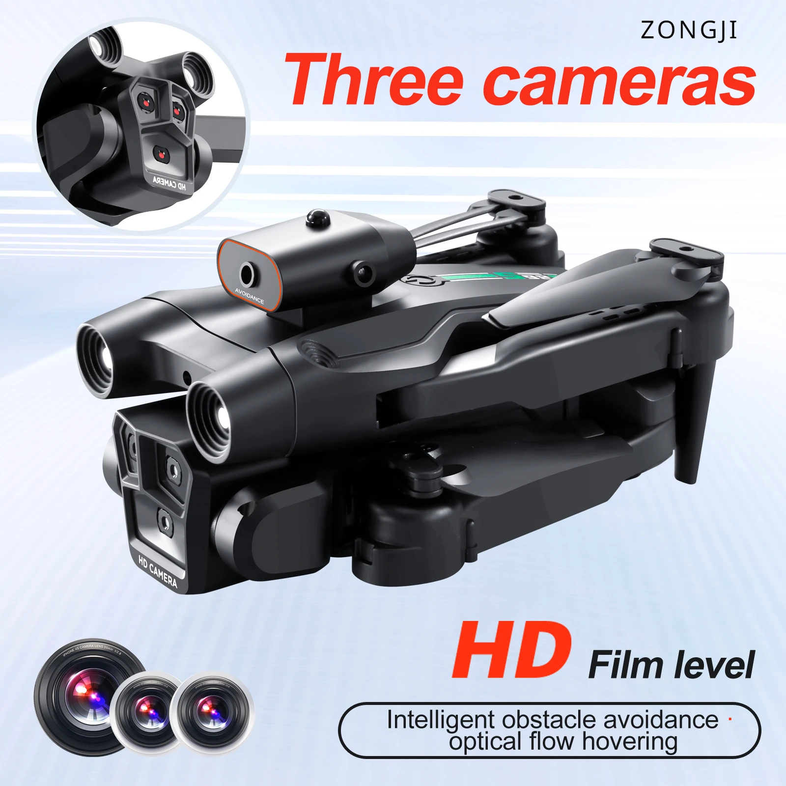 S92 Triple Camera HD 1080P Drone Esc Obstacle Avoidance Brush Motor WIFI FPV Optical Flow Remote Control Quadcopter Toys Drone