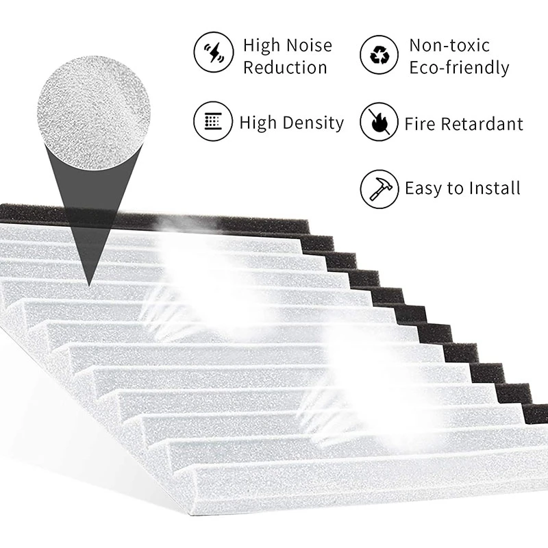 12 Pcs Acoustic Foam Board,Sound Insulation Sound Wedges Sound Insulation Pad,for Studio Ceiling Game Room,2.5X30X30cm