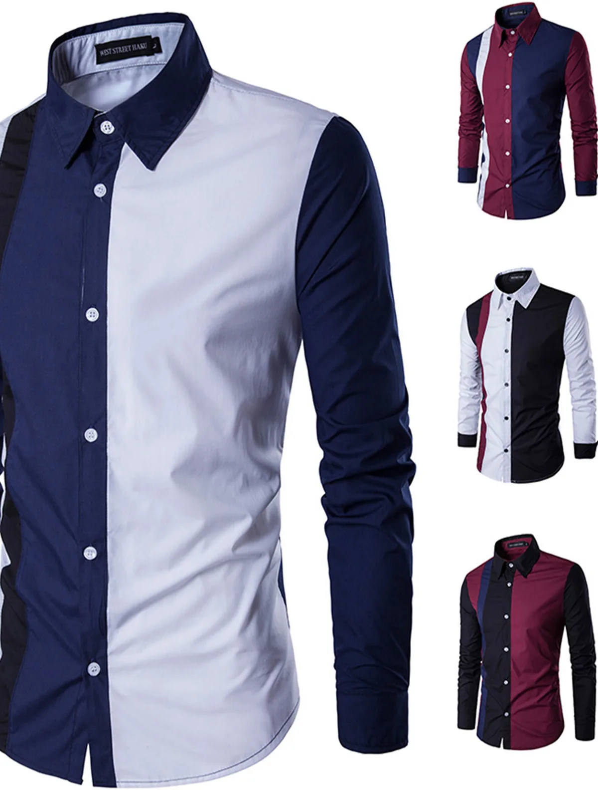 

Мужская облегающая панель с острым воротником, молодежная мода, полиэфирное волокно, длинная застежка на пуговицы све, повседневная одежда на осень