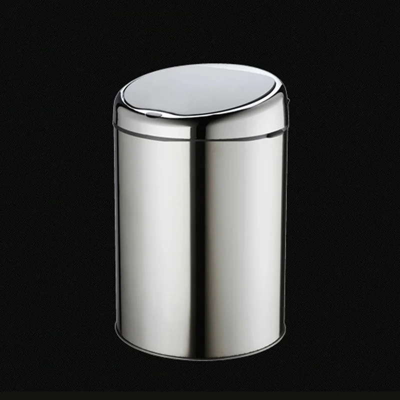 Rechargable Touchless Trash Can Stainless Steel Metal Trash Can Nordic Luxury Lixeira Banheiro Home Office Storage YH5LJT