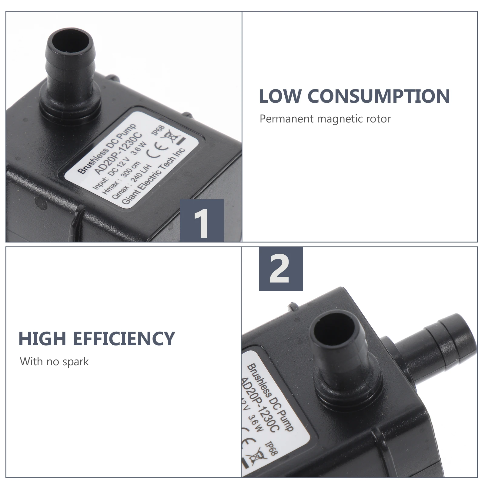 

Micro Water Pump DC12V 48W Submersible Small Aquarium Freshwater Fish Tank Fountain Garden Hydroponics Pumps