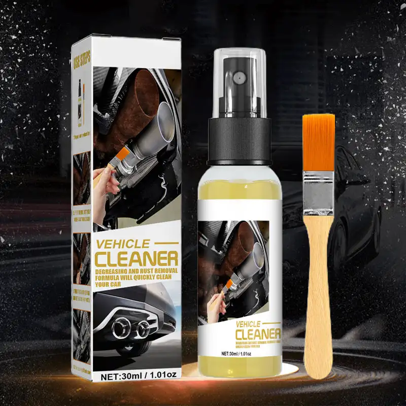 30ML Powerful Rust Remover Spray with Brush Car Metal Components Automotive Wheel Rim Metal Wash Cleaning Parts Maintenance