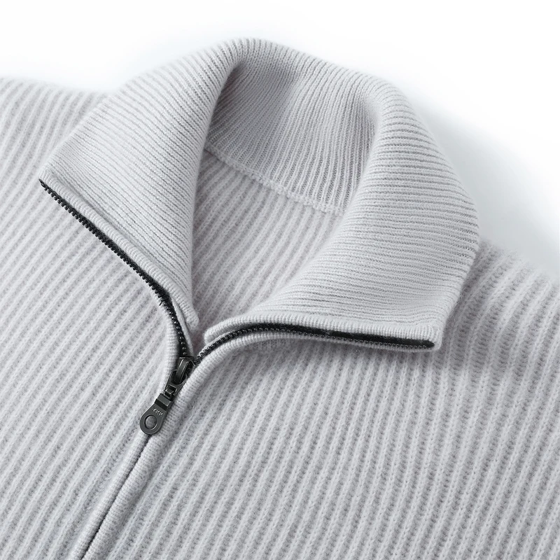 Double-Zip Turtleneck Cardigan Men's 100% Cashmere Fashionable Business Outerwear utumn Winter Warm Comfortable Sweater Jackets