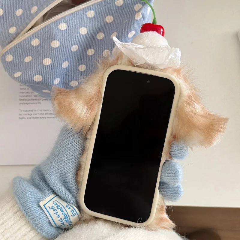 Soft Plush Rabbit Phone Case For iPhone 17 Promax 16Plus 15 14 13 Pro Max Warm Winter Furry Bunny Fur Cover