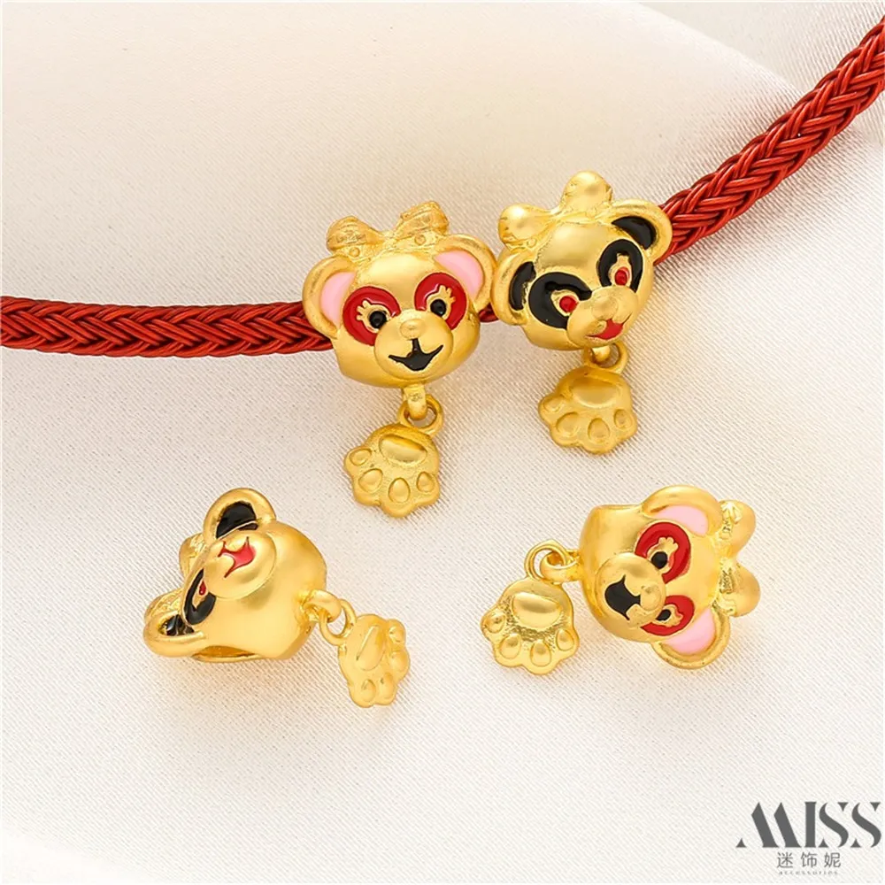 

Vietnamese Sand Gold Dripping Oil Monkey with Claws Footprints Large Hole Bead Diy Handmade Bracelet Necklace Jewelry Accessorie