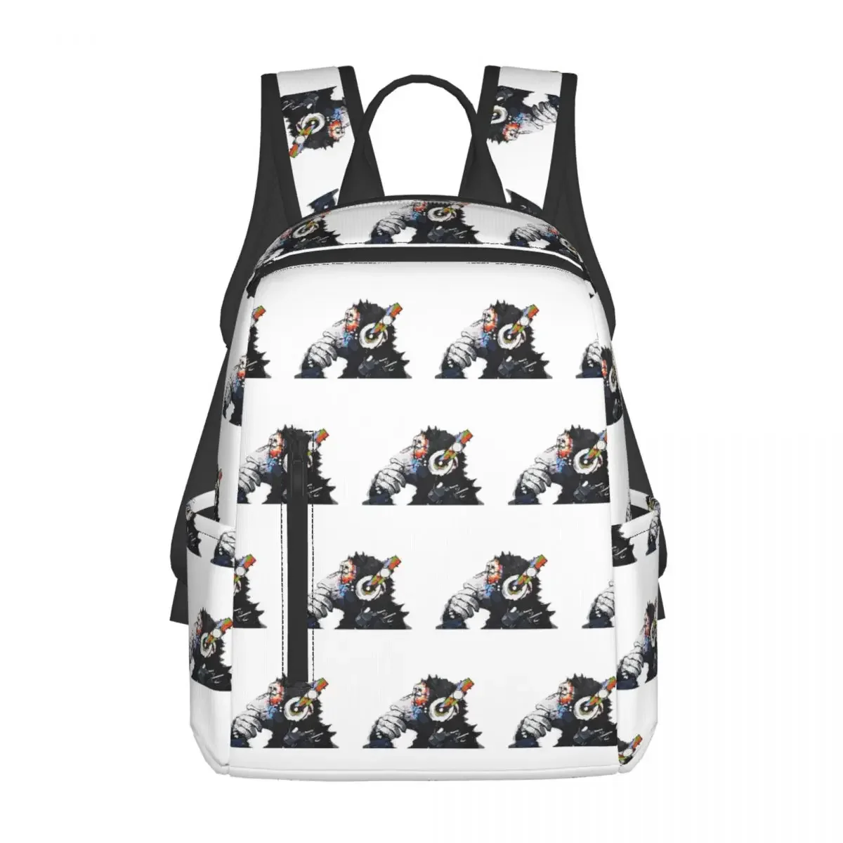 Banksy DJ Monkey Thinker With Headphones White Backpack Large Capacity Children BookBag School Bag Shoulder Bags for Men Women