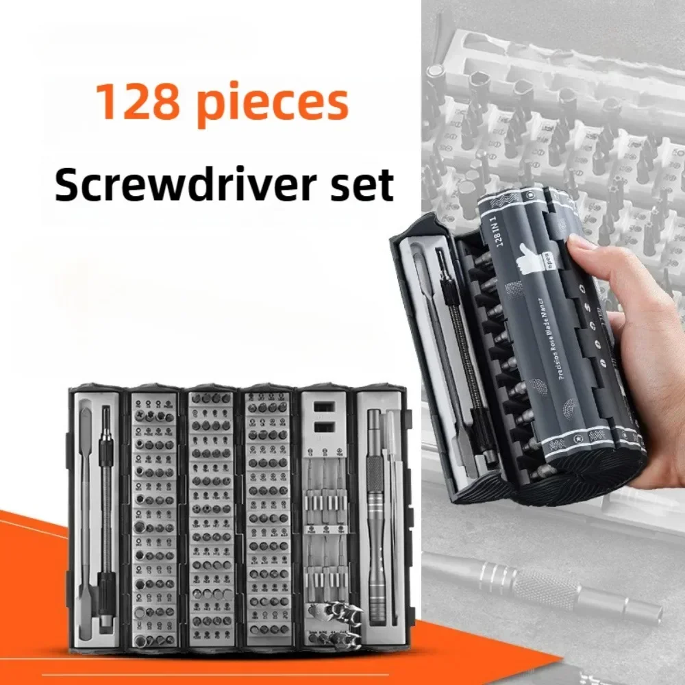 Zestaw wkrętaków ze stali chromowo-wanadowej 128-częściowy Narzędzie serwisowe do demontażu w domu Przenośne wkrętaki sześciokątne Narzędzia ręczne